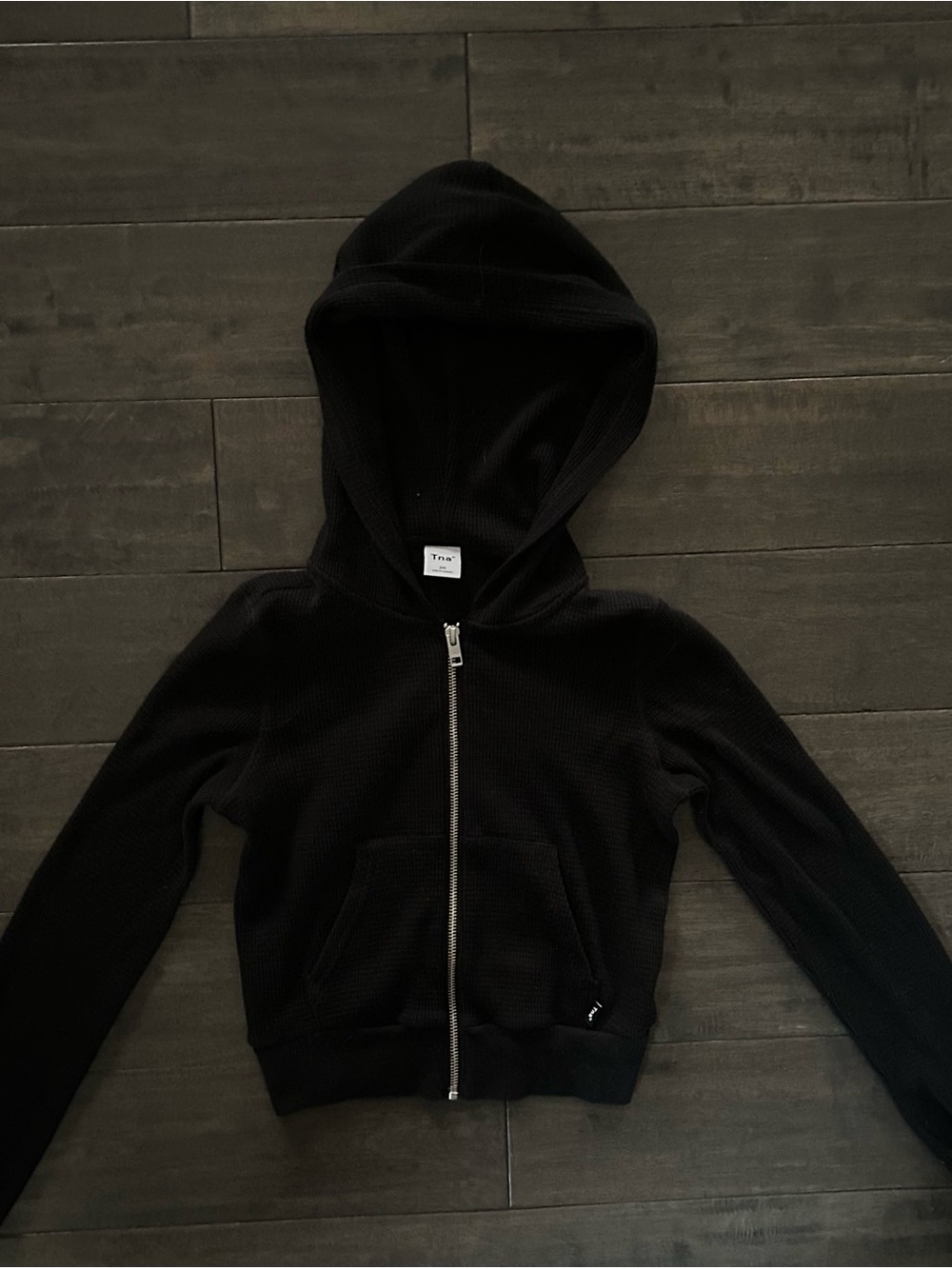 Aritzia Cropped Black Zip-Up